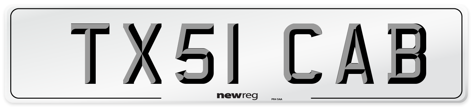 TX51 CAB Number Plate from New Reg